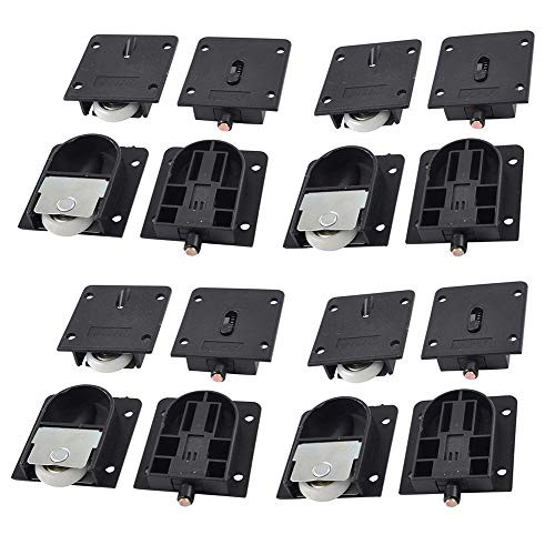 BTMB 25mm/1'' Dia Wheel Furniture Plastic Sliding Door Roller for Wardrobe Cabinet Closet,8 Sets (Black)