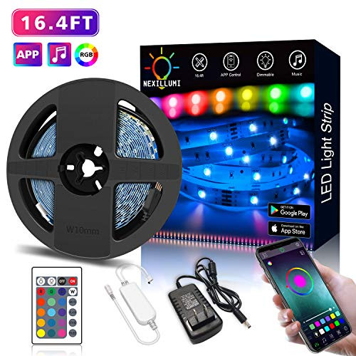 LED Strip Lights with Remote, APP Control Color Changing Rope Lights 16.4ft SMD 5050 RGB Light Strips Sync to Music Apply for TV, Bedroom, Party and Home Decoration LED Strip Lights with Remote, APP Control Color Changing Rope Lights 16.4ft SMD 5050 RGB Light Strips Sync to Music Apply for TV, Bedroom, Party and Home Decoration