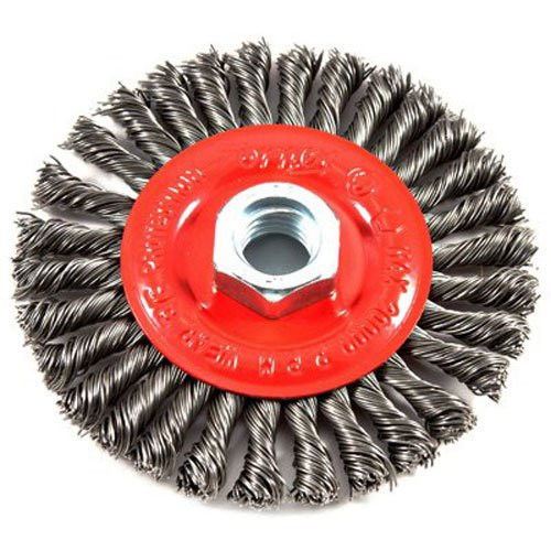 Forney 72760 Wire Wheel Brush, Stringer Bead Twist with 5/8-Inch-11 Threaded Arbor, 4-Inch-by-.020-Inch Forney 72760 Wire Wheel Brush, Stringer Bead Twist with 5/8-Inch-11 Threaded Arbor, 4-Inch-by-.020-Inch