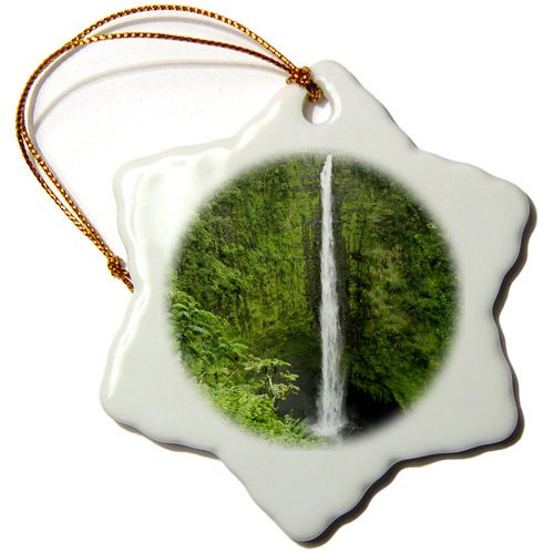 3dRose ORN_89504_1 Hawaii, Hilo. View of Akaka Waterfalls-Us12 Bja0012-Jaynes Gallery-Snowflake Ornament, 3-Inch, Porcelain