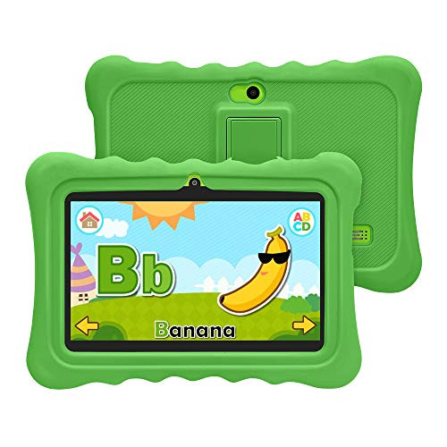YUNTAB 7 inch Kids Edition Tablet - Android OS & Quad Core CPU, 1GB RAM, 8GB ROM, Kids Software Pre-Installed, Premium Parent Control with Protecting Silicone Case.(No Charger - Green)