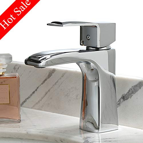 Modern Commercial Single Handle Bathroom Faucet,Chrome Laundry Vanity Sink Faucet With Two 3/8" Hoses