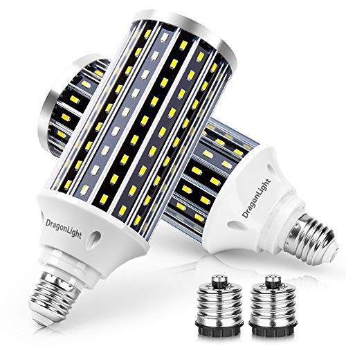 2 Packs 50W Super Bright LED Corn Light Bulbs(350Watt Equivalent) - 3000K Warm White 5000Lumens - E26 with E39 Mogul Base Adapter for Large Area Lighting - Garage Workshop Warehouse[2019 New]