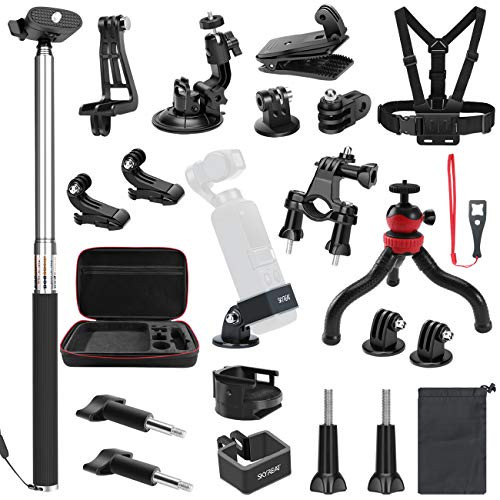 Skyreat 25 in-1 Expansion Accessories Kit for DJI Osmo Pocket Includes Carrying Case Backpack Strap Selfie Stick Tripod Holder for Osmo Pocket