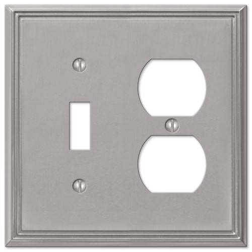 AmerTac 77TDBN 1 Toggle/1 Duplex Brushed Nickel Steel Metro Wallplate