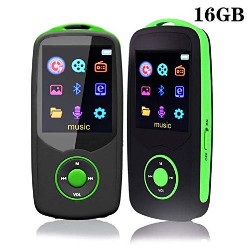 DeeFec 16GB Bluetooth4.0 MP3 Player with FM Radio, Voice Recorder, Supports 50 Hours Lossless Sound Quality Playback Music Player& Expandable up to 64GB - Green