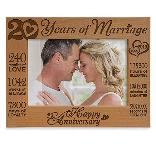 Kate Posh - 20 Years of Marriage 1999 Through 2019, Our 20th Anniversary Engraved Natural Wood Picture Frame, Twenty Years Together, Wedding for Husband & Wife (5x7 Horizontal) Kate Posh - 20 Years of Marriage 1999 Through 2019, Our 20th Anniversary Engraved Natural Wood Picture Frame, Twenty Years Together, Wedding for Husband & Wife (5x7 Horizontal)