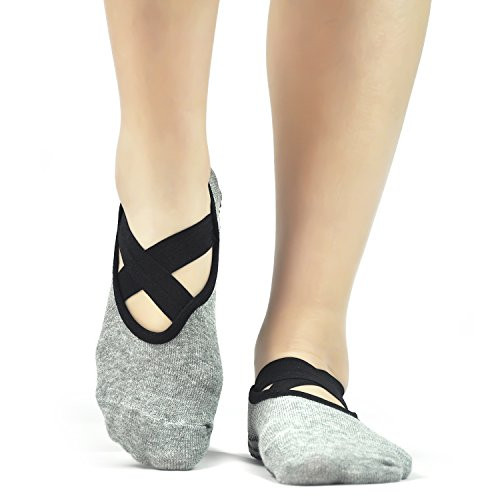 Women's Ballet Grip Anti Skid Socks for Non Slip Socks Barre Pilates Yoga Dance Fitness(5-8.5)