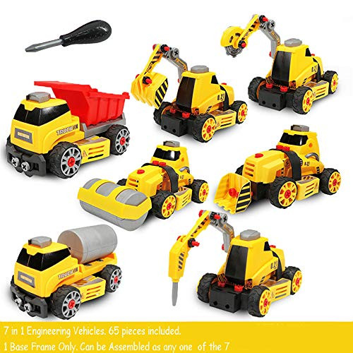 iMison 7-in-1 Take Apart Toy, Assembly Toy, Constructions Set, Building Vehicle Play Set, STEM Educational Toy, Learning Building Toy for Toddler Boys and Girls