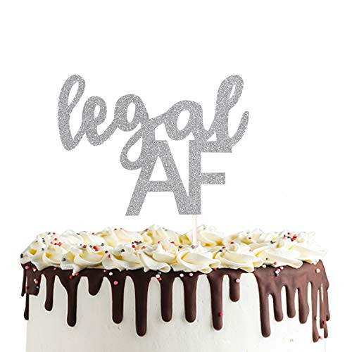 Legal AF Cake Topper,Finally Legal Cake Topper Double Sided Silver Glitter 18th 19th 21st Birthday Party Decorations Legal AF Cake Topper,Finally Legal Cake Topper Double Sided Silver Glitter 18th 19th 21st Birthday Party Decorations