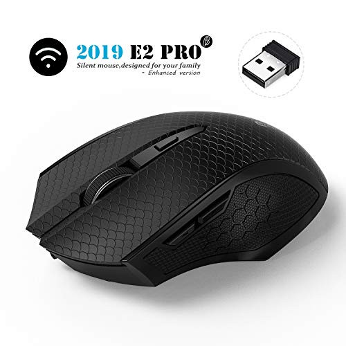 Silent Wireless Mouse, Emopeak E2Pro-? Noiseless Mouse - Optical Mouse with USB Receiver 6 Buttons 3 DPI