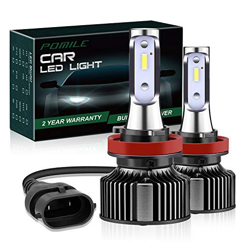 LED Headlight Bulbs Conversion Kit, POMILE P1 Series Built-in Semiconductor Chip LED Headlamp Adjustable Beam, 56W 8000LM 6000K Xenon White (H11 (H8, H9, H16), Cool White)