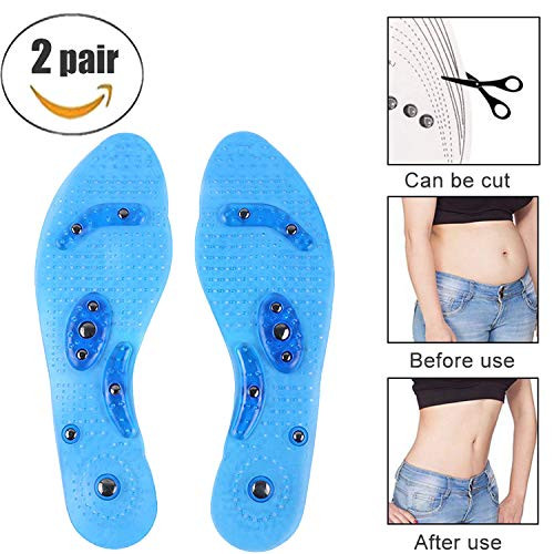 Massaging Insoles for Women ? Men, Acupressure Magnetic Massage Foot Therapy Reflexology Pain Relief Shoe Insoles Washable and Cutable