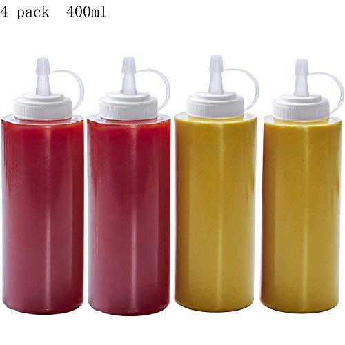 Mingtao 400ML Plastic Squeeze Squirt Condiment Bottles with Twist On Cap Lids - top dispensers for ketchup mustard mayo hot sauces olive oil Mingtao 400ML Plastic Squeeze Squirt Condiment Bottles with Twist On Cap Lids - top dispensers for ketchup mustard mayo hot sauces olive oil