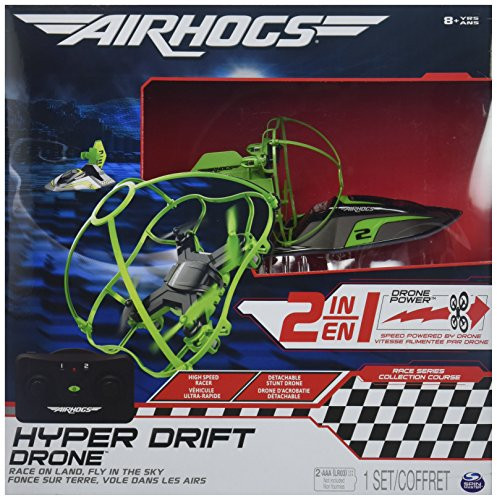 Air Hogs 2-in-1 Hyper Drift Drone for High Speed Racing and Flying - Green