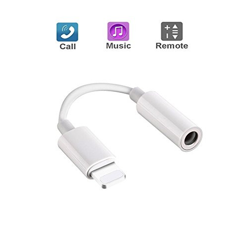 3.5mm Headphone Jack Adapter Compatible with iPhone Xs/Xs Max/XR/ 8/8 Plus/X (10) / 7/7 Plus, Audio Splitter Accessories Music Aux Adapter Headphone Dongle 3.5mm Earbud Cable - White