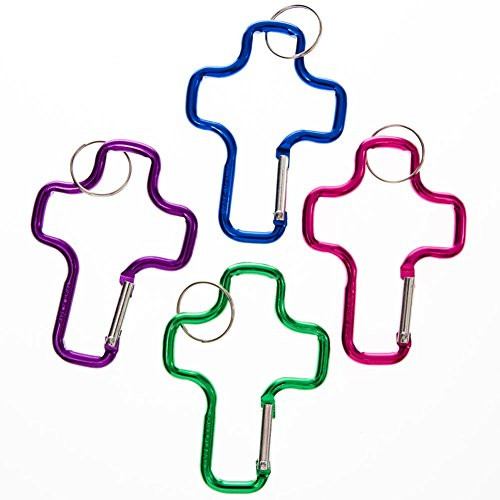 Fun Express - Aluminum Cross Clip Key Chains - Bulk (1-Pack of 12)