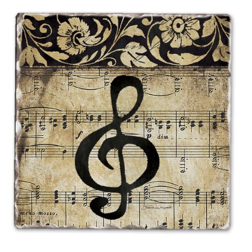 CounterArt Music Staff Tumbled Tile Coasters, Set of 4