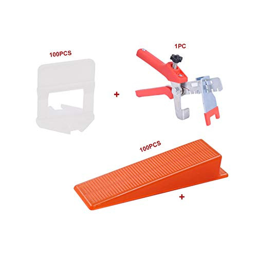 Tile Leveling System Kit 1/8" 201pcs Ceramic Wall Floor Leveling Clips + Wedges + Pliers Lippage System Starter Kit 3mm TUSRAI