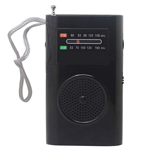 AM FM Radio, Battery Operated Radio, Portable Pocket Radio with Best Reception for Indoor/Outdoor Use, Transistor Radio with Headphone Jack, by MIKA (Black)