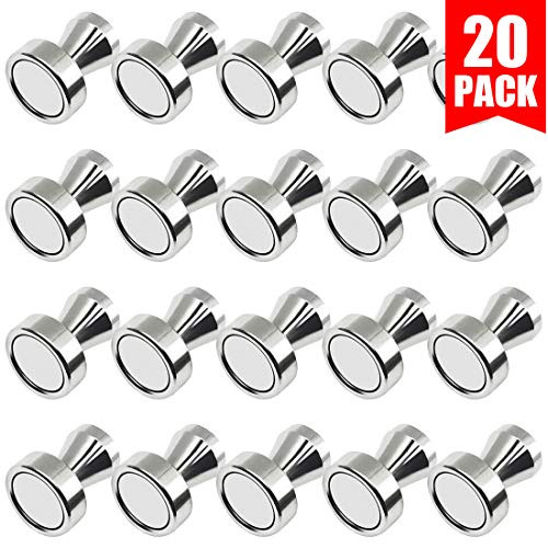 Grtard 20pack Magnetic Push Pins, Refrigerator Magnets, Brushed Nickel Push Pin Magnets Perfect for Fridge Magnets, Office Magnets, Whiteboard Magnets, Map Magnets 