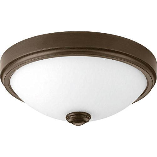 Progress Lighting P350005-020-30 Linen One-Light DC LED Flush Mount, Antique Bronze