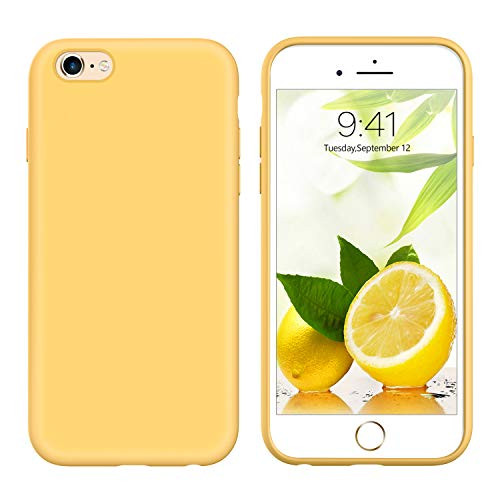 GUAGUA iPhone 6s Plus Case iPhone 6 Plus Case Liquid Silicone, Soft Gel Rubber Slim Lightweight Microfiber Lining Cushion Texture Shockproof Protective Phone Cases for iPhone 6 Plus/6s Plus Yellow