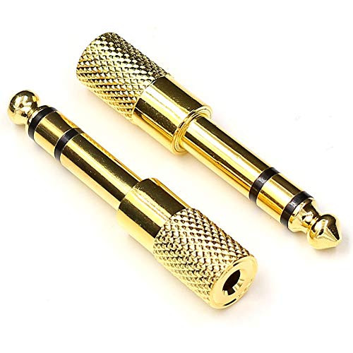 TEZONG Gold Plated 6.35mm 1/4 inch Stereo Male Plug to 3.5mm 1/8 inch Jack Female Headphone Converter Connector AUX Stereo Audio Adapter 2Pack TEZONG Gold Plated 6.35mm 1/4 inch Stereo Male Plug to 3.5mm 1/8 inch Jack Female Headphone Converter Connector AUX Stereo Audio Adapter 2Pack