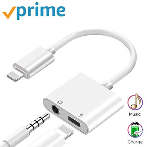 Headphone Adapter for iPhone 8/8 Plus 3.5mm Jack Charger AUX Converter Splitter Charge & Audio Cables Adapter 2 in 1 for iPhone X/XR/XS/XS Max/7/7 Plus Dongle Earphone Adaptor Support iOS 12