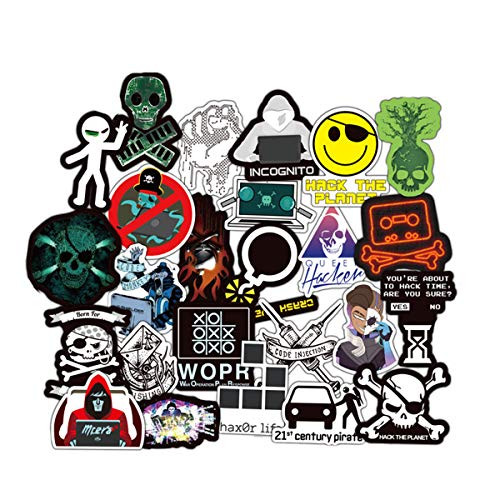 50Pcs Cool Programming Hacker Stickers Developer Laptop Stickers Pack Suitcase Stickers Vinyl Decals for Car Bumper Helmet Luggage Laptop Water Bottle (Computer Hacker)
