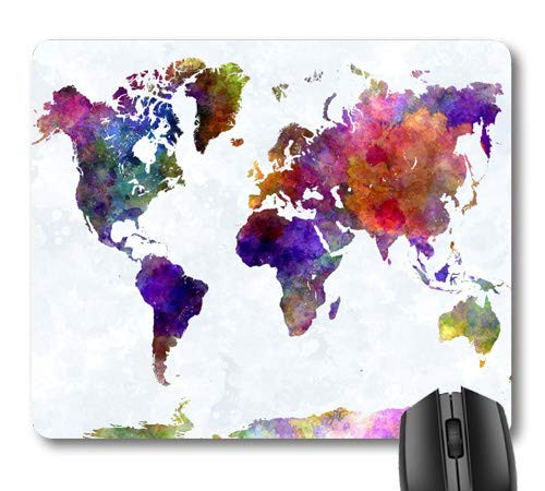 7AN.M Abstract Vintage World Map Colorful Painting Mouse Pad, Retro Watercolor Map Print Art Mouse Pads