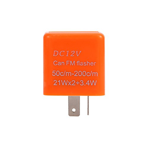 Keenso 2 Pin 12V Universal Motorcycle Electronic Turn Signal Flasher Relay Speed Adjustable LED Flasher Fix Motorcycle Turn Signal Hyper Flash(Orange)