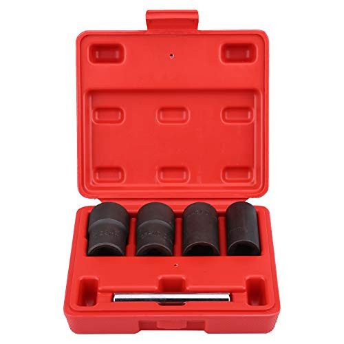 KIMISS Carbon Steel 5Pcs Twist Socket Set Locking Wheel Nut Bolt Stud Extractor Removers 17mm 19mm 21mm 22mm Socket
