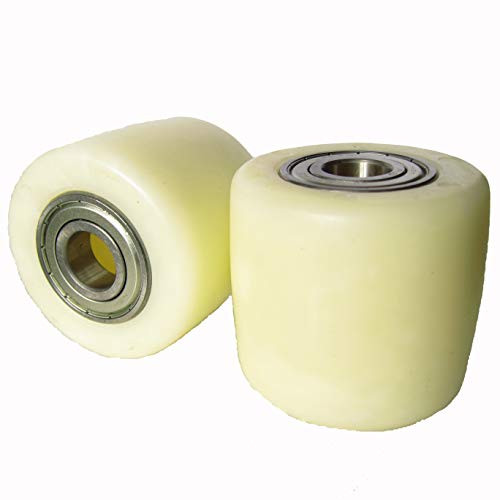 Pallet Jack Poly Load Front Small Wheels with Bearings 3"D x 2.75"W Beige Color Nylon - A Pair