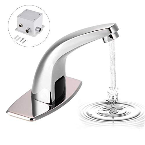 Motion Sensor Tap Automatic Infrared Sensor Faucet Smart Touchless Bathroom Sink Faucet Electronic Motion Activated Hands Free Kitchen Tap Hands Free Vessel Water Tap with Control Box