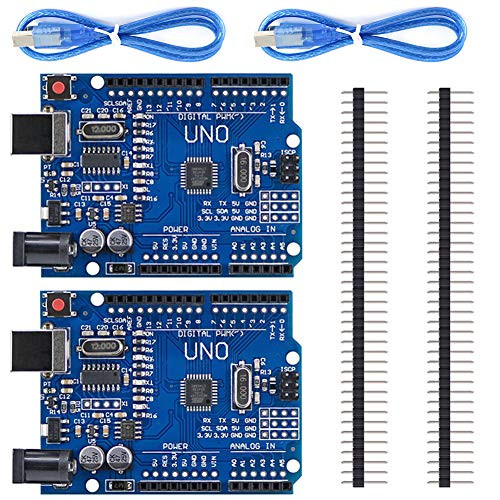 UNO R3 ATmega328P CH340 Development Board Compatible Arduino UNO R3 Arduino IDE Develope Kit Microcontroller with USB Cable Straight Pin Header 2.54mm Pitch Robot Parts