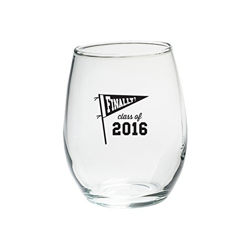 Kate Aspen 30023NA-FIN Finally! Black Ink Class of 2016 Stemless Wine Glasses (Set of 4), 15 oz, Clear Kate Aspen 30023NA-FIN Finally! Black Ink Class of 2016 Stemless Wine Glasses (Set of 4), 15 oz, Clear