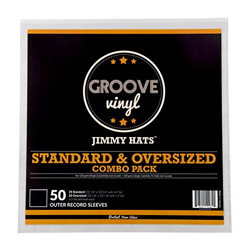 50 Vinyl Record Sleeves - Combo Pack (25 Each Standard and Oversized) 5.5 Mil Crystal Clear Album Sleeves - Fits 12 Inch Single, Double, and Gatefold LPs - Protect Your Record Collection