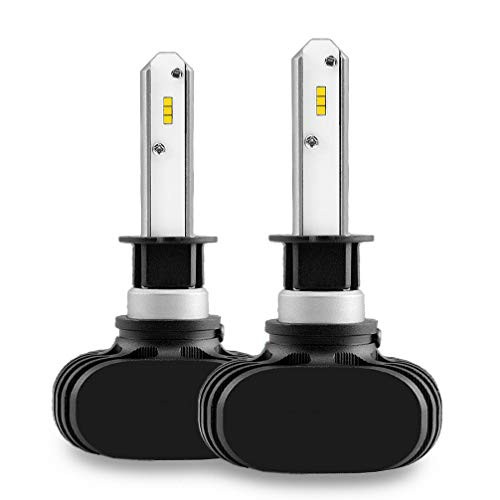 H1 LED Headlight Bulbs White Light LED Headlamp Bulbs,CSP Chips 50W 8000 Lumens 6500K Car Headlight Bulbs Xenon White Extremely Bright Conversion Fog Light 2 Years Warranty - 2 Pack