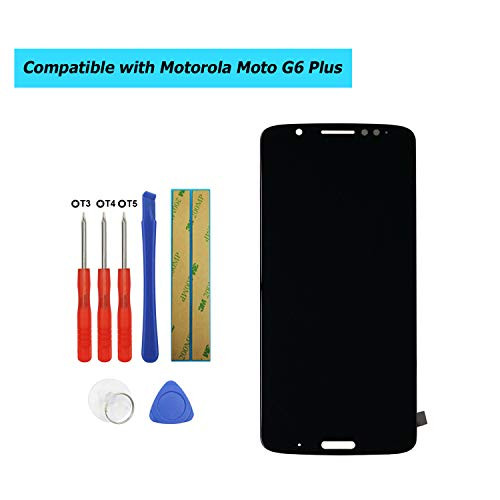 Upplus Replacement Screen Compatible with Motorola Moto G6 Plus Replacement Touch Screen LCD Assembly Front Pannel + Adhesive with Toolkit (Black)