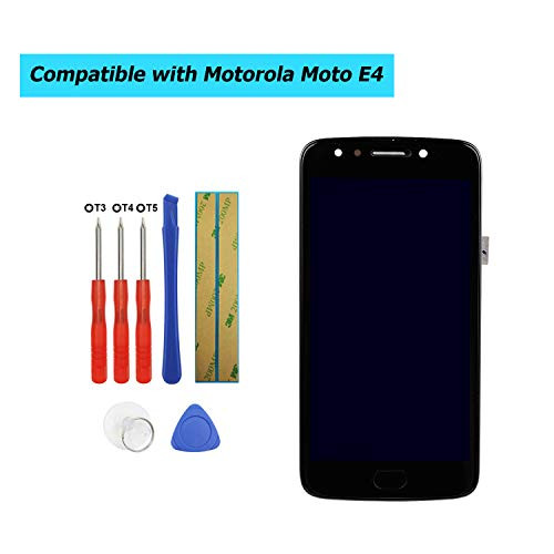 Upplus Replacement LCD Display Compatible with Motorola Moto E4 E 4 Gen XT1767 XT1768 Digitizer Touch Screen Assembly with Frame with Fingerprint with Toolkit (Black)