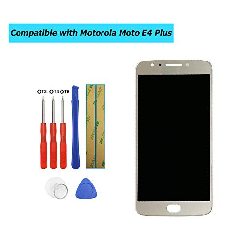 Upplus Replacement LCD Display Compatible with Motorola E4 Plus XT1775 Digitizer Touch Screen Assembly with Toolkit (Gold)