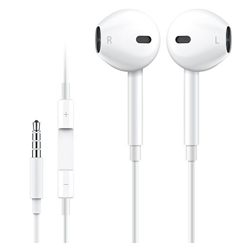 Headphones/Earphones/Earbuds, 3.5mm Wired Headphones Noise Isolating Earphones Built-in Microphone & Volume Control -white2