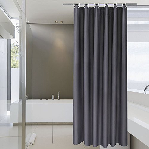 Aoohome Hotel Fabric Shower Curtain Liner, Solid Bathroom Curtain with Hooks, Waterproof, Dark Grey, 72 x 75 Inch Aoohome Hotel Fabric Shower Curtain Liner, Solid Bathroom Curtain with Hooks, Waterproof, Dark Grey, 72 x 75 Inch