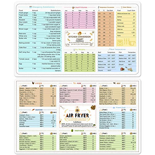 Air Fryer Magnetic Cheat Sheet Cookbook Cooker Accessories Magnet Cooking Times Chart Quick Reference Guide for 66 Common Prep Functions and Kitchen Unit