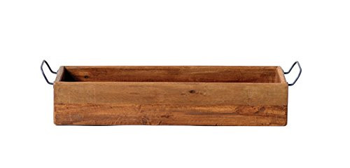 Creative Co-op Wood Trug with Metal Handles