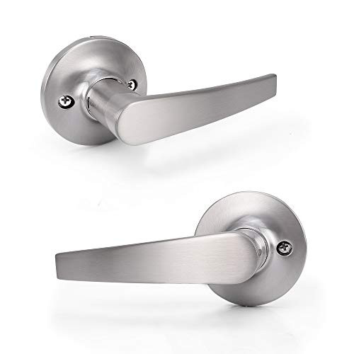 Dependable Direct Straight Door Handle Lever - Dummy for Laundry Room, Hallway, Closet - Satin Nickel