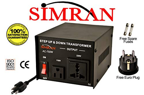 Simran AC-750 Voltage Power Converter Step up Down Transformer 110 Volt 220 Volt, 750 Watt, Black