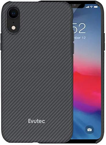 Evutec Karbon SP Case Cover Compatible with iPhone Xr, Aramid Fiber Karbon Strong Protective Slim 0.7mm Durable Strong Snap-on Black/Gray