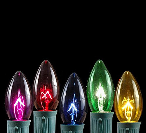 Novelty Lights 25 Pack C9 Outdoor Christmas Replacement Bulbs, Multi, E17/C9 Base, 7 Watt
